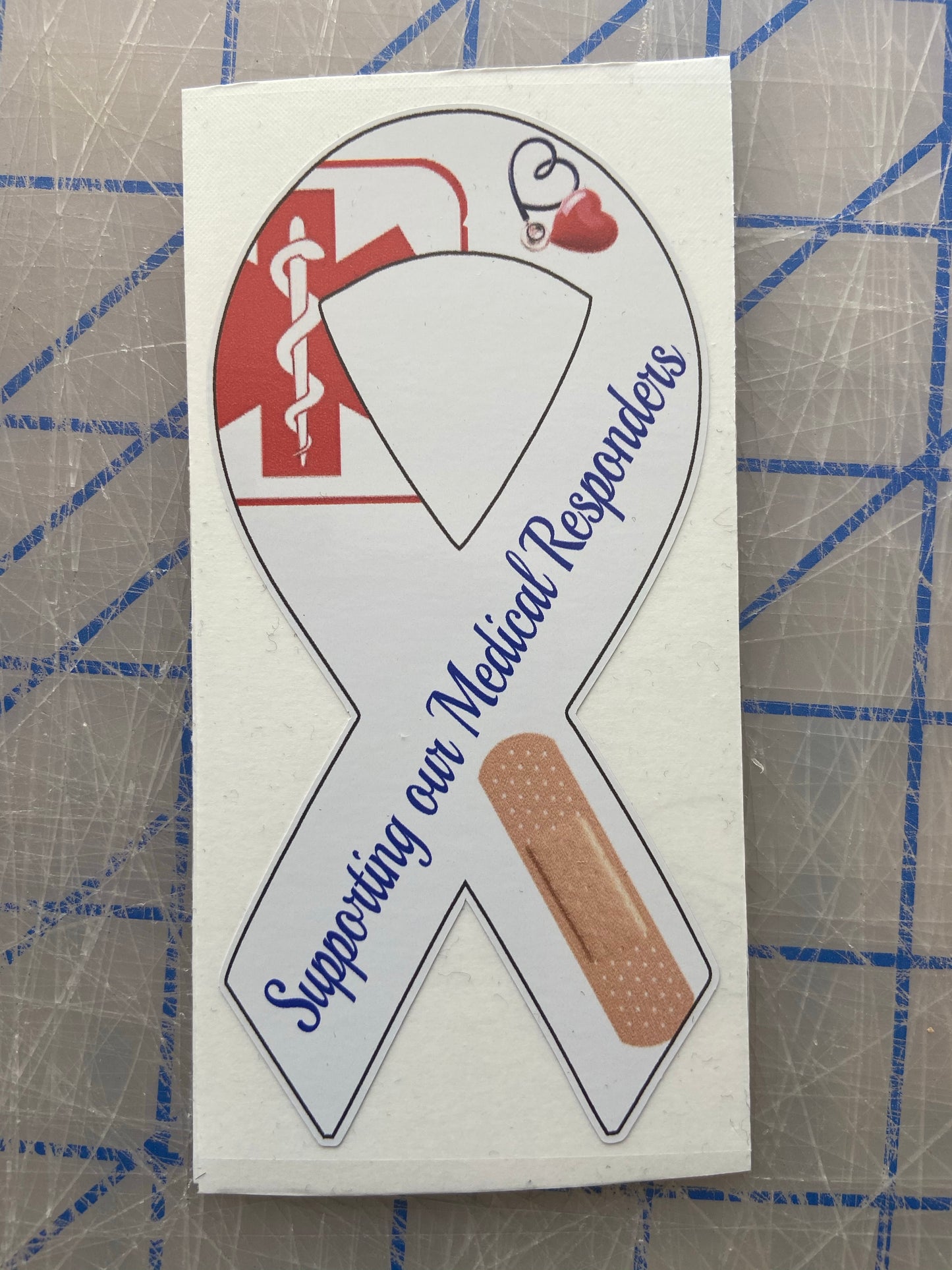 Supporting our medical responders white ribbon stickers