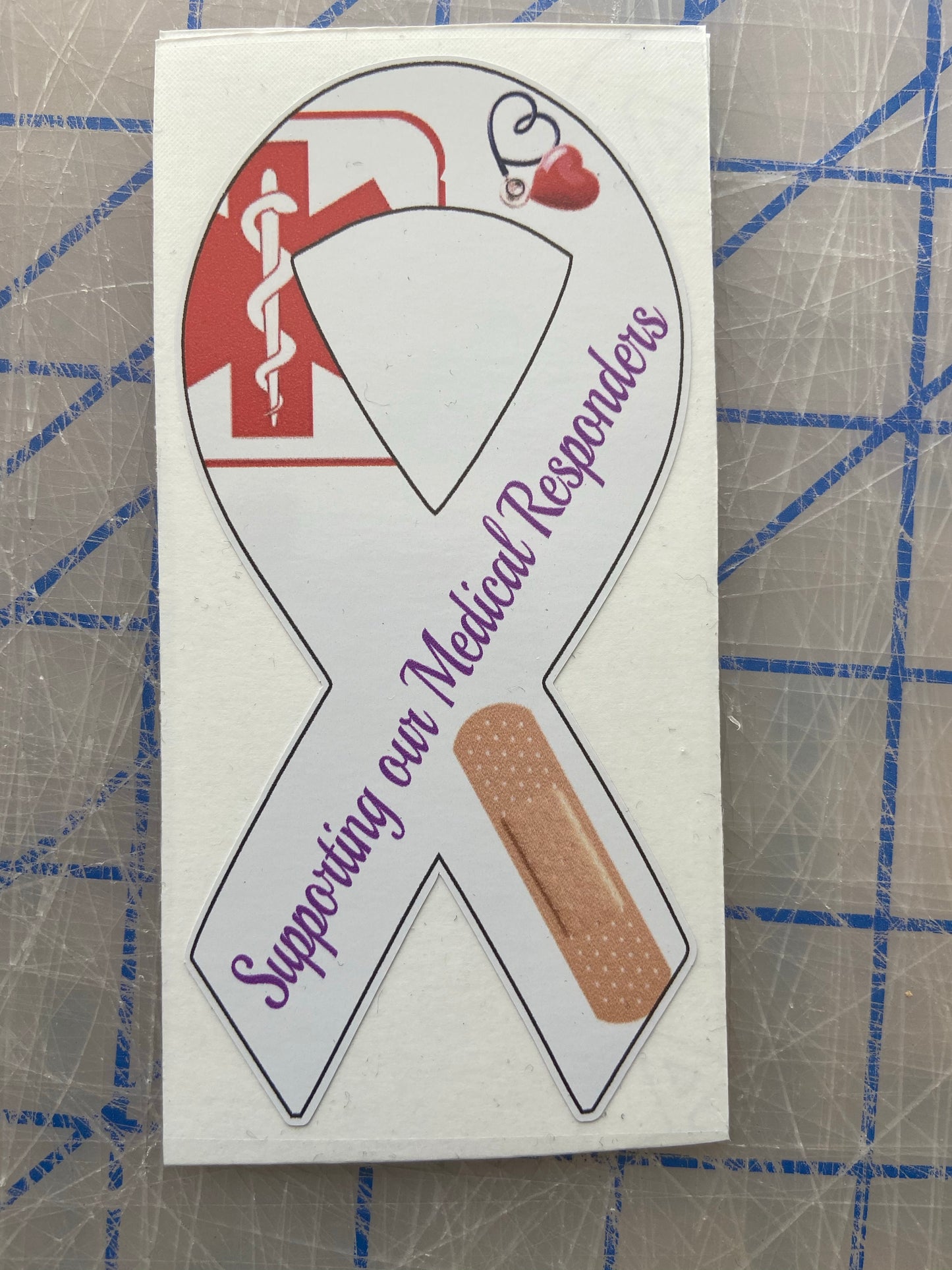 Supporting our medical responders white ribbon stickers