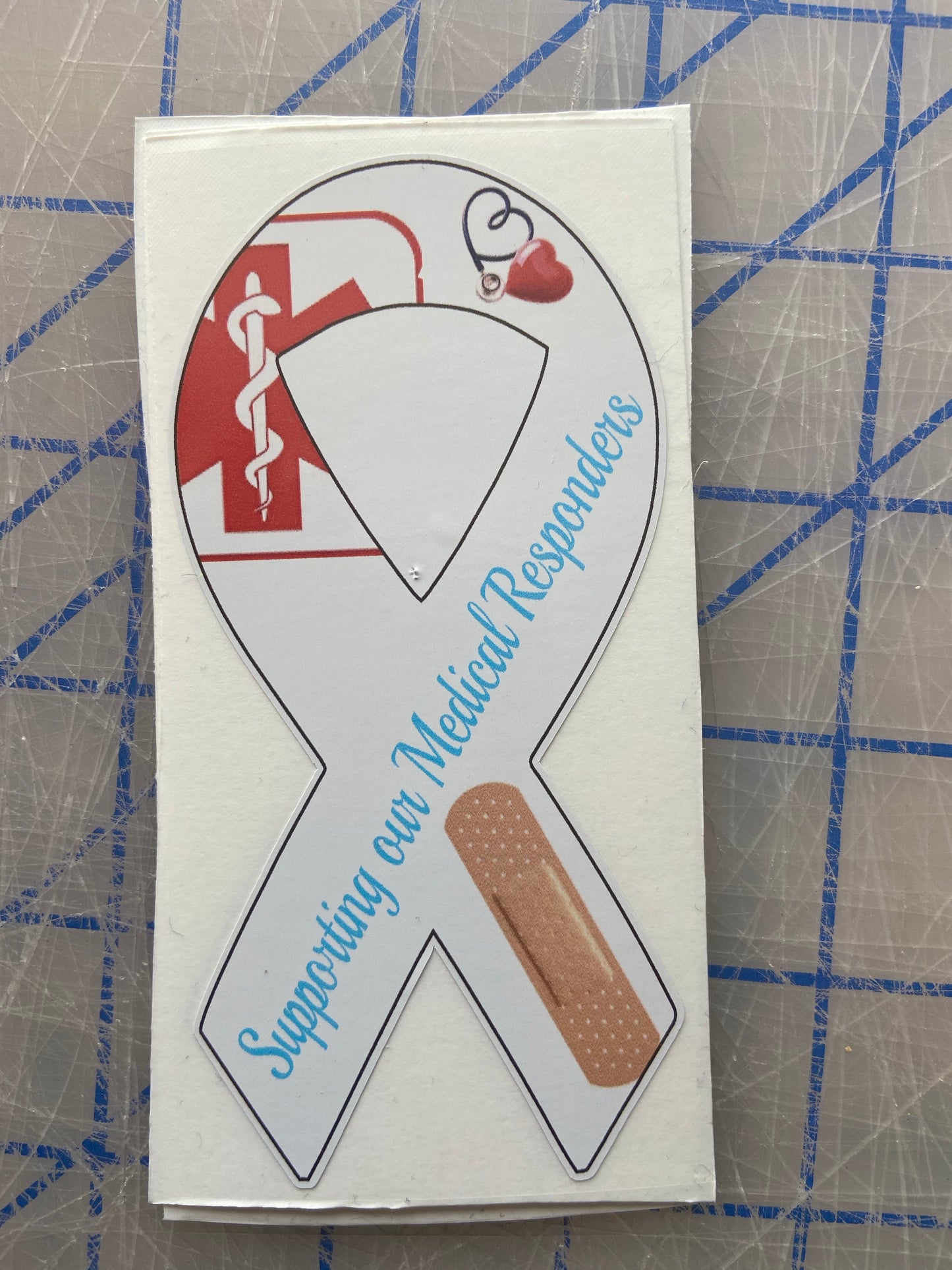 Supporting our medical responders white ribbon stickers