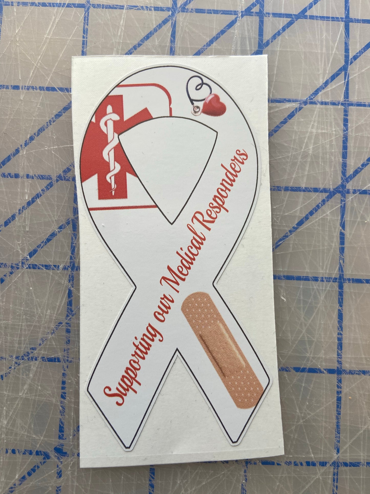 Supporting our medical responders white ribbon stickers